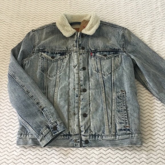 light wash sherpa denim jacket